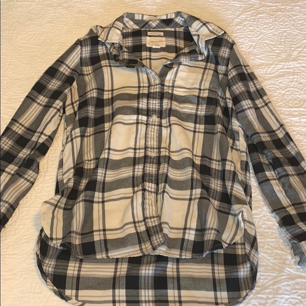 Plaid button up top